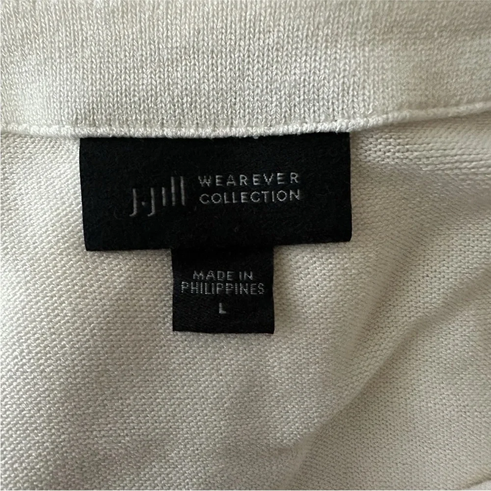 J Jill Wearever Collection Large Ultra Fine 3/4 Bracelet Sleeve Cream Cardigan - Picture 8 of 10